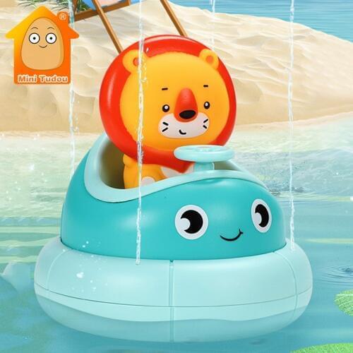 Kids Bathroom Electric Rotating Cup Toy Cartoon Lion Baby Water Spray Bath Puzzle Plastic Play Water Toys For Children