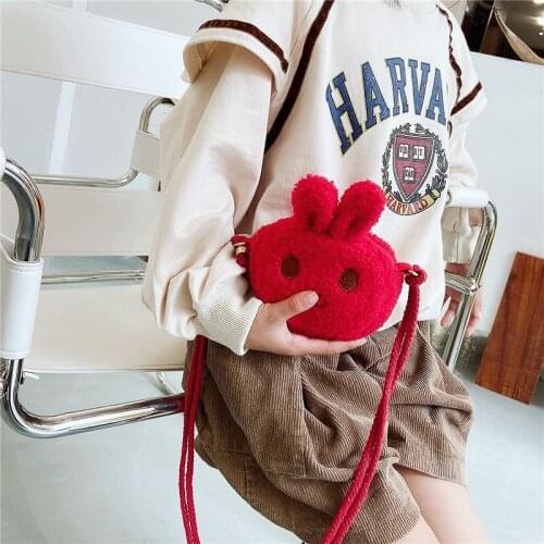 Children Crossbody hand Bags Plush Cartoon Cute Little Rabbit Baby Girls Coin Purse Handbags Kids Small Shoulder Bag