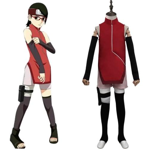 Kids Boruto Sarada Uchiha Cosplay Costume Outfit Halloween Carnival Suit