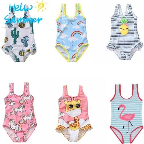 Kids Swimwear for Girls Childrens Swimsuit One Pieces Cactus Pineapple Print Swimming Suit for Kids Summer Baby Girl Bikini