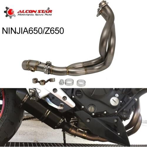 Alconstar- 50.8mm Inlet Stainless Steel Motorcycle Exhaust Pipe Muffler Full System for Kawasaki NINJIA650 Z650 2017 2018 2019