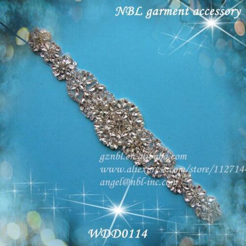 Crystal bridal beaded rhinestone sash applique for wedding evening dress WDD0114