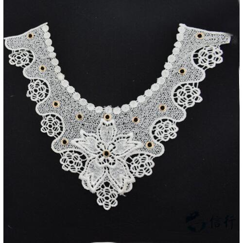 Lace false collar white embroidered fake lace collar trim diy women applique sewing supplies african guipure lace collars#3529