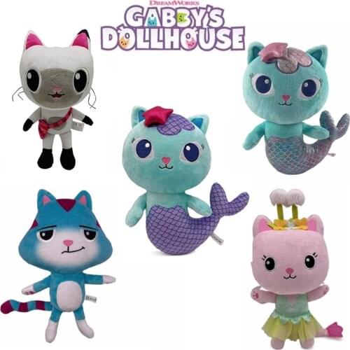 Gabbys Dollhouse Cats Plush Toy Cute Mermaid Plush Doll Soft Stuffed Animal Lovely Plushies Toy for Kids Birthday Xmas Gift Toy