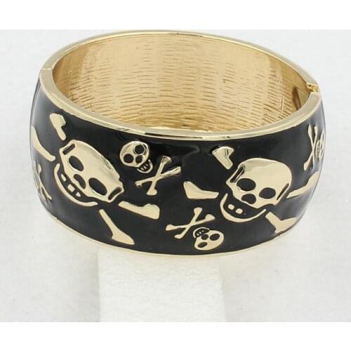 Skull gold color party punk chunky bangles for women gold color fj138