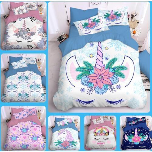 Cartoon Unicorn Bedding Set Printed Duvet Cover Sets Universe Queen King Quilt Cover EU / AU /US Size For Children Bed Linen