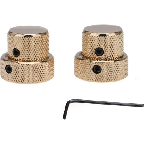 Musiclily Pro Universal Metal Dual Concentric Stacked Control Knobs for Electric Guitar and Bass, Gold (Set of 2)