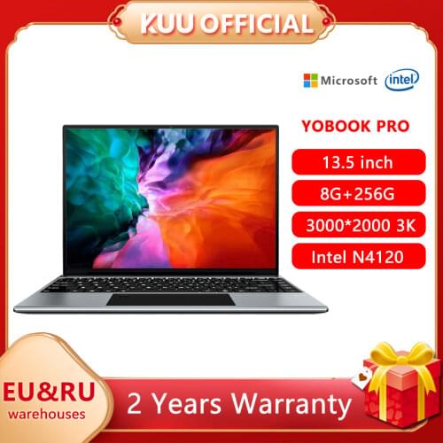 KUU YoBook pro Laptops Metal 13.5 inch 3K IPS Fingerprint Intel Celeron N4120 8G RAM 256G SSD Windows 10 WiFi Type-C Notebook