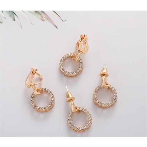 New simple personality wild earrings hypoallergenic circle exquisite mini small Shiny crystal earrings female 1 pairs