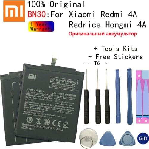 Original Replacement Battery For Xiaomi Mi Redmi Hongmi 4A Redrice 4A BN30 Genuine Phone Battery 3120mAh