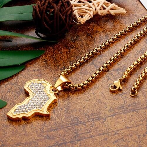 OUMI Mens Stainless Steel Map Pendant Necklace Daily Decoration Friends Best Gift (Width 3/4mm)