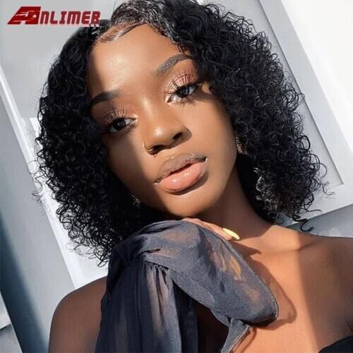 13X4 Bob Wig Lace Front Human Hair Wig Kinky Curly Brazilian Jerry Curl Remy Hair Lace Wig With Natural Hairline Deep Curly Wigs