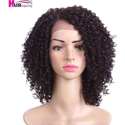 14inch Short Hair Kinky Curly Wig Synthetic Lace Front Wig African American Wigs For Black Women Heat Resistant Hair Expo City