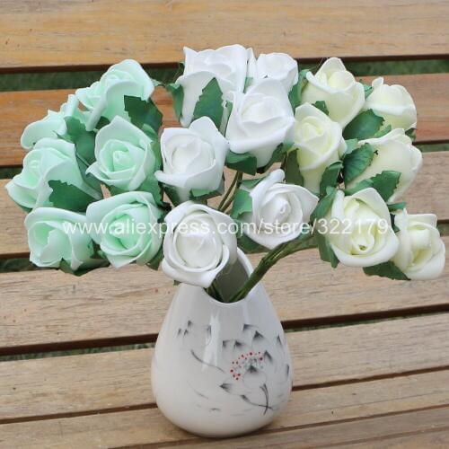 Foam Flowers Roses Artificial Flower Buds 144 Heads For Bridal Bouquet Groomsmen Boutonniere Corsages Groom Flowers DIY Crafts