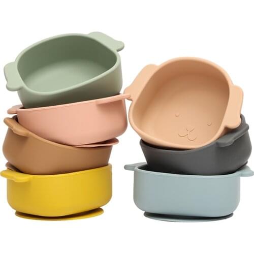 Baby Piglet Suction Bowl BPA Free Silicone Plate Non-slip Childrens Tableware Feeding Accessorie Food Grade Silicone