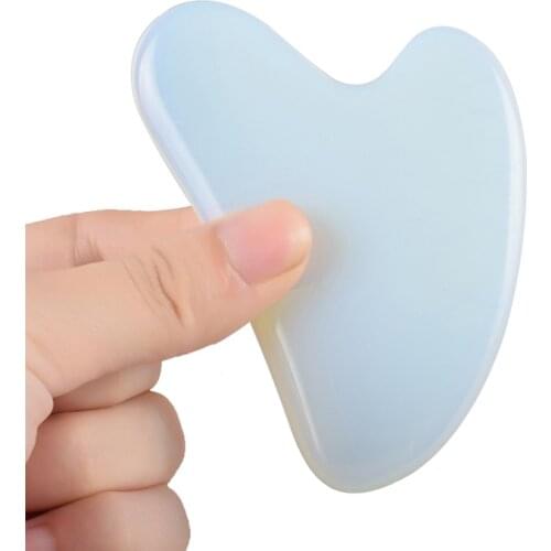 Drop Shipping Gua Sha Scraper Massage Natural Opal Healing Stone Guasha Plate Jade Facial Massager For Face Neck Back Skin Care