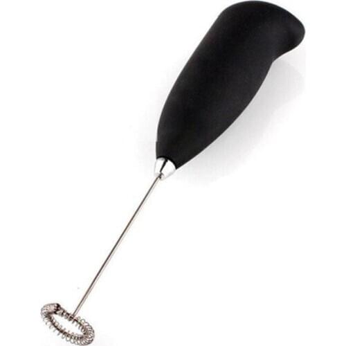 Black Handheld Milk Frother Wand Battery Coffee Frother and Foam Maker Stainless Steel Whisk for Italian Cappuccino Or Latte