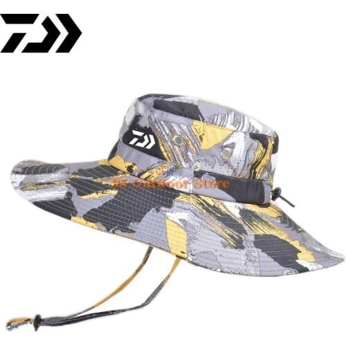 Daiwa Fishing Cap Outdoor Sports Hiking Sun Hat UV Protection Cap Summer Breathable Fishing Cap Big Eaves Sunshade Fisherman Hat