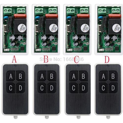 Most simple wiring AC220V 1CH 10A wireless remote control switch system 4X Transmitter + 4X Receiver relay smart house z-wave