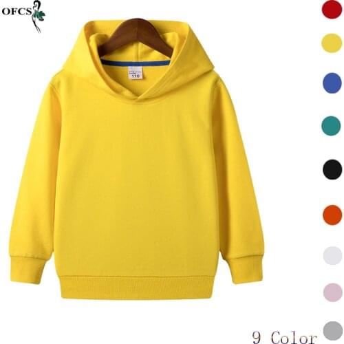 Autumn Basic Boys Girls Jackets Kids Solid Hooded Coat T-shirt Unisex Clothes Full Sweater 2-12 Years Cotton Childrens Clothing
