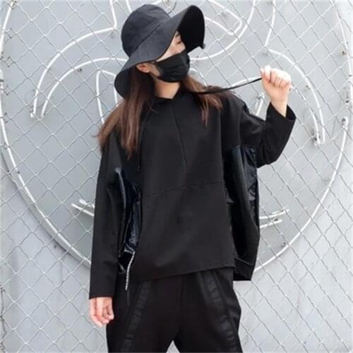 Spring and autumn hooded bat sleeve casual loose size jacket bf style stitching fashion brand womens T