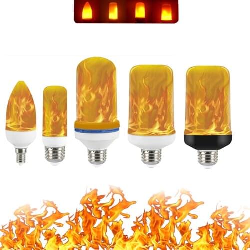 E27 LED Flame Lamp B22 E14 Dynamic LED Flame Effect Bulb AC85-265V Simulation Flickering Flame Frie Lamp Creative Home Decor