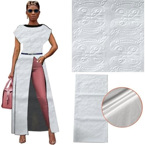 Tissu rich bazan lace 2021 african bazin riche fabric with lace high quality cotton basin riche brode lace for party White