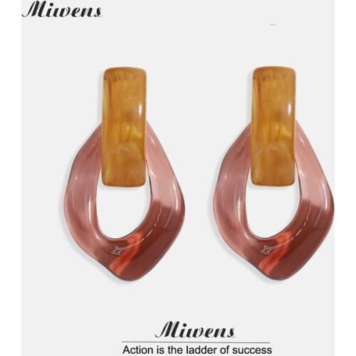 Miwens Elegant Resin Dangle Earrings For Women Geometric Acrylic Statement Pendant Earrings 2021 Trendy Summer Style Ear Jewelry