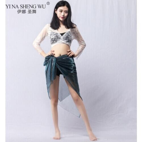 New Sexy Performance Clothing Women Belly Dance Short Lace Top Oriental Hip Scarf Style Scarf Belly Dance Profession 2 Colors