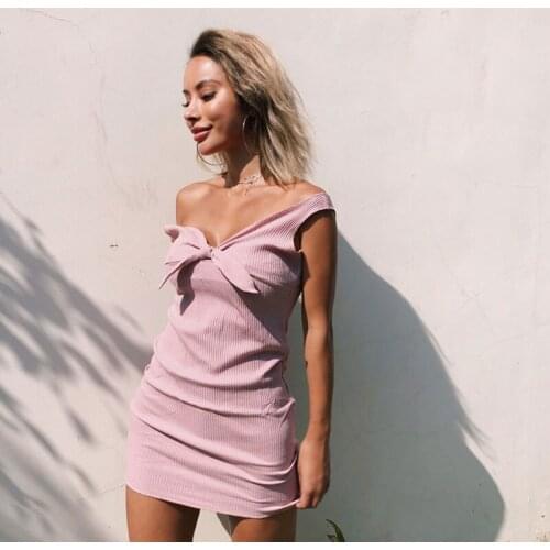 2021 Women Sexy Chest Knot Sweet Sling Dress Summer Fashion Sleeveless Sexy V-Neck Slim Mini Party Backless Ladies Dresses