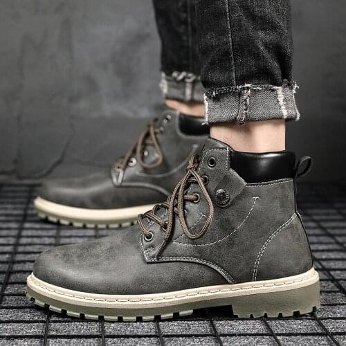 Winter Mens casual short boots classic Lace-up Men military boots ankle boots Breathable Outdoor boots Non-slip Trend Men shoes