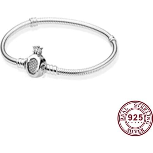 Authentic 925 Sterling Silver Pan Bracelet New Creative Crown Clasp Classic Snake Bone Bracelet Fit Diy Charm Women Jewelry