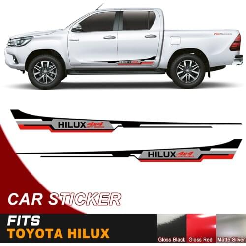 Car decals 2pcs side door cool stripe three colors 4x4 vinyl graphic car strickers customs fit for TOYOTA HILUX 2011-2019