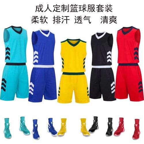 Basketball uniform suits mens jerseys basketball team uniforms basketball game training camp uniforms printed on both sides of