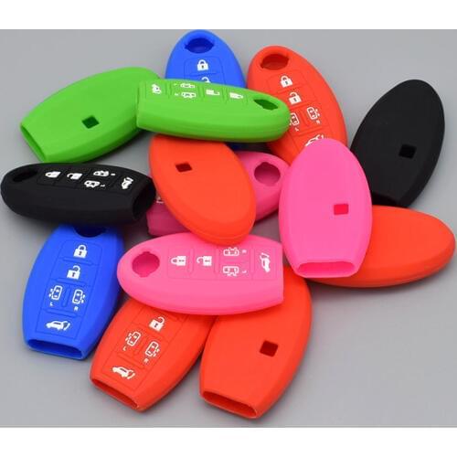 10 units Silicone Rubber Car Key Cover FOB Case for Nissan Quest Elgrand Nv200 Evalia Serena MPV 5 Buttons Smart Key protect