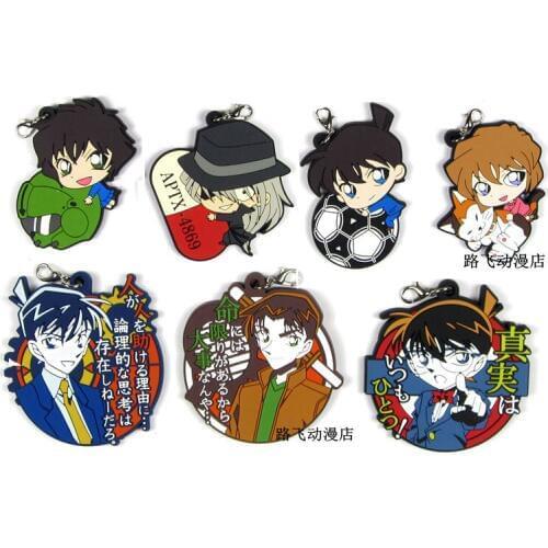 Detective Conan Anime keychain Jimmy Kudo Kaltou Kiddo Hattori Kazuha Ran Mouri Rubber strap/mobile phone charms D220
