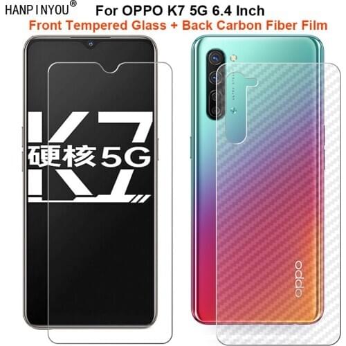 For OPPO K7 5G 6.4" 1 Set = Soft Back Carbon Fiber Film + Premium Tempered Glass Front Screen Protector