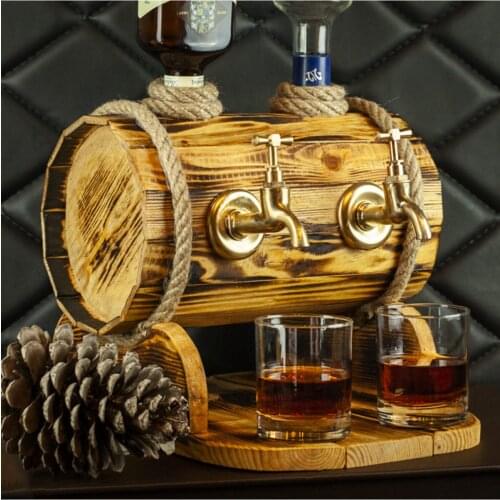 Dual Natural Wooden Keg Liquor dispenser