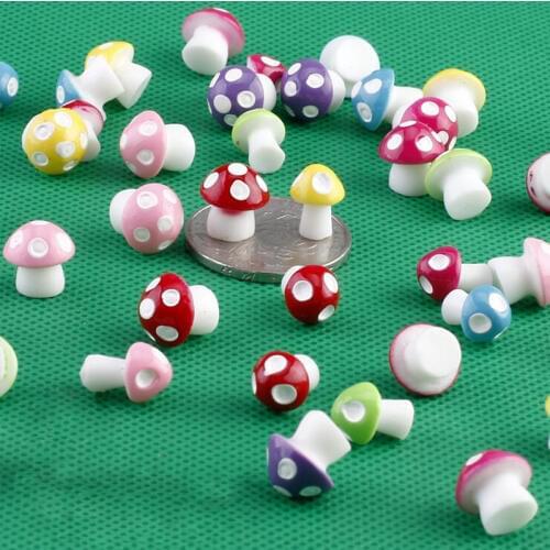 2pcs Mushroom Figures with Round Pot decorative mini fairy garden Aquarium fish tank statue resin craft