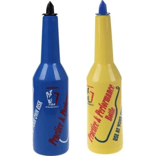 HOT-2x Flair Bartender Bartending Practice Bar Pub Bottle Wine Cocktail Shaker - Yellow & Blue