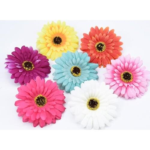100pcs 10 CM Artificial flowers for home wedding diy garland fake plants daisy plastic flower silk gerbera christmas decorations