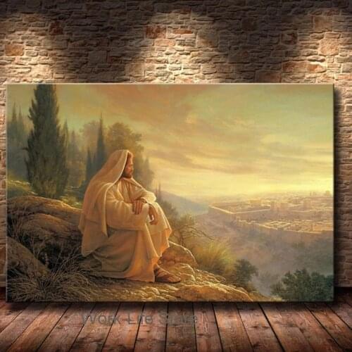 Religion Decorative Canvas Oil Painting Christianism Jesus on Jerusalem Poster Living Room Church Wall Art Decoration Picture