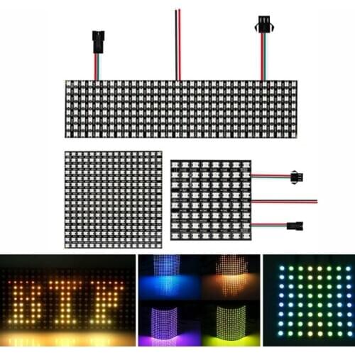 KAWATIK DC5V 8*8 16*16 8*32 Pixels WS2812B 2812 Digital Flexible LED Programmed Pixel Screen Advertising lights