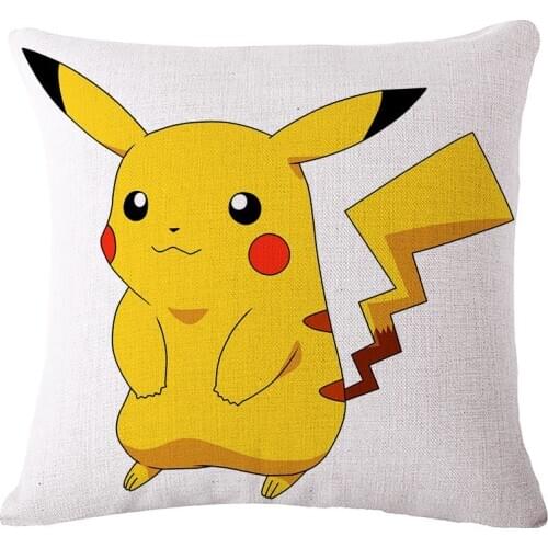 New 45*45cm Linen Pillowcase Pikachu Pokemon Cushion Cover Cartoon Pillowcover Car Bed Room Party Decorative Home Decor