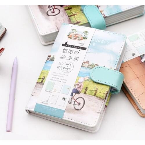 "Leisure Life" Faux Leather Cute Diary Journal Study Notebook Notepad Beautiful School Student Stationery