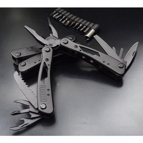 Multi Tools Folding Plier Fishing Camping Outdoor Survival EDC Gear Multitool Pocket Knife Plier Scissors Screwdriver Bits