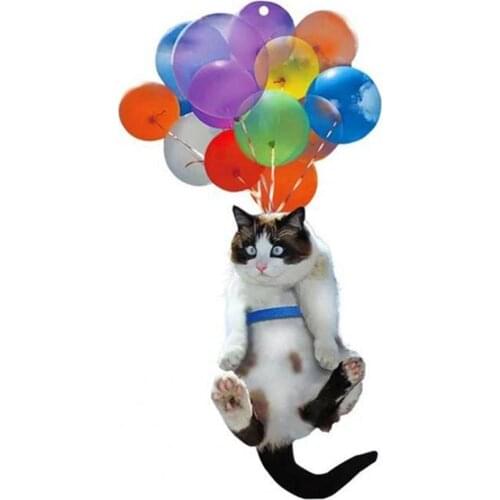 Cartoon Cute Cat Car Hanging Ornament with Colorful Balloon Hanging Ornament Decoration for Auto