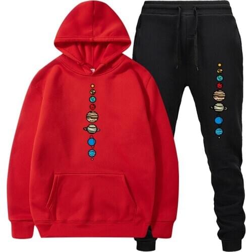 Men Sets Hoodies And Pants 2020 Sportswear Solar System Stars Sky Print Fleece Pullover Joggers Sweatpants Suit Casual Tracksuit