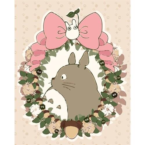 FSBCGT Oil Painting By Number Anime Cartoon Totoro DIY Picture By Number Kits Drawing On Canvas Home Wall Art Decor