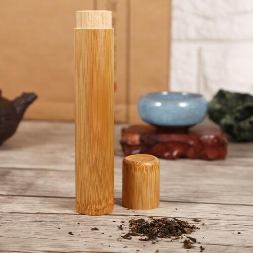 Newly 1 Pcs Bamboo Tube Tea Box Airtight Small Container Spices Storage Jar with Lid